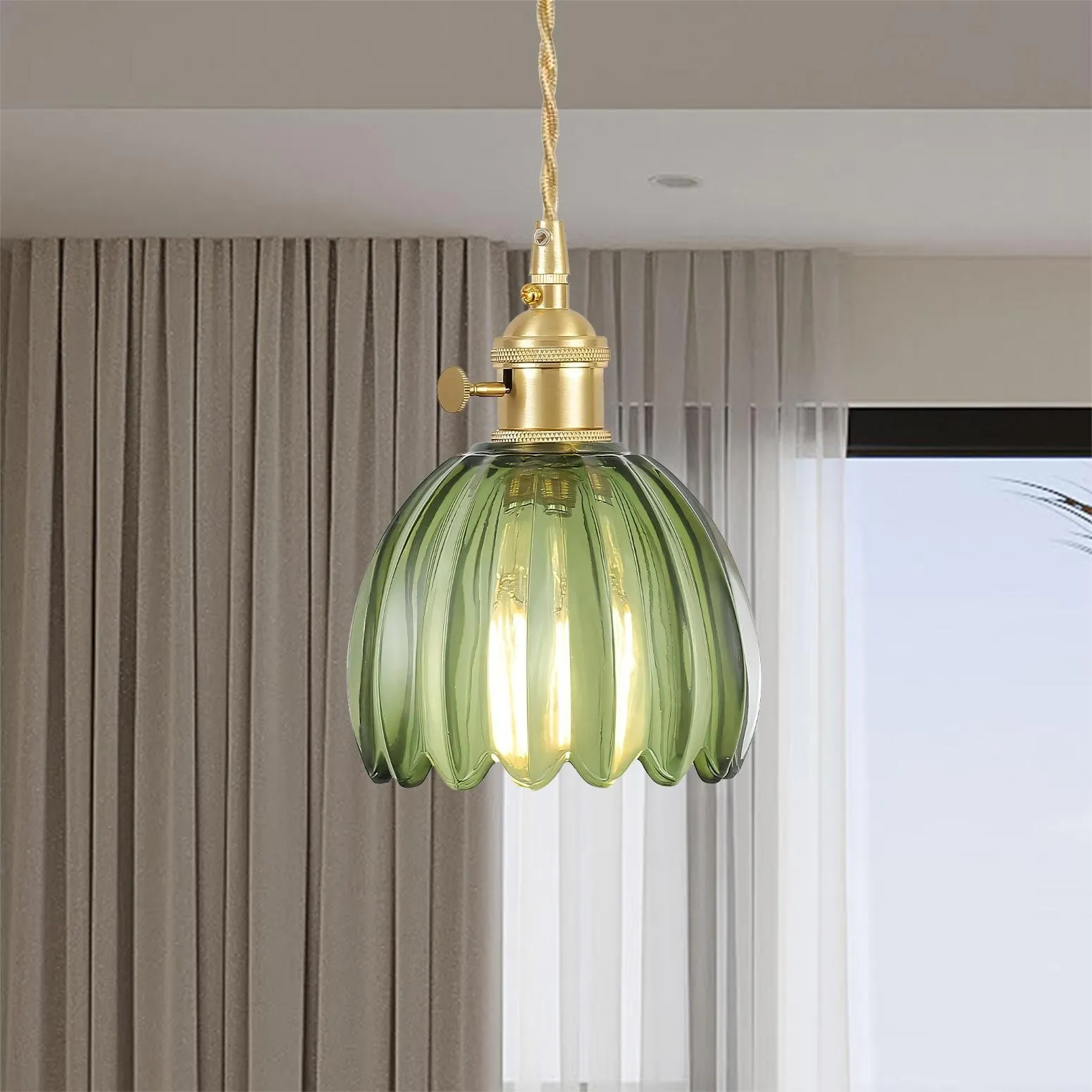 Japanese Retro Glass Flower Pendant Light S28