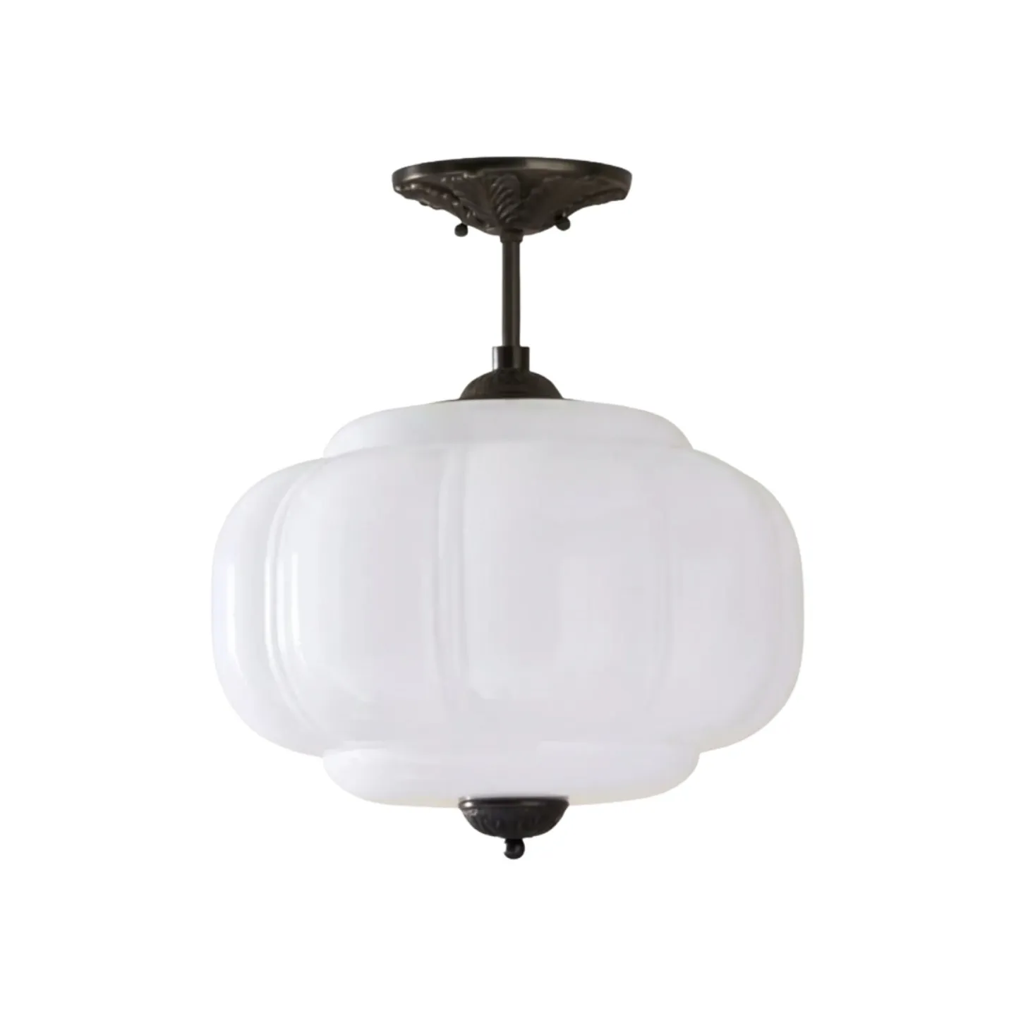 Eloise Vintage Pumpkin Glass Semi-Flush Mount Pendant Light G53