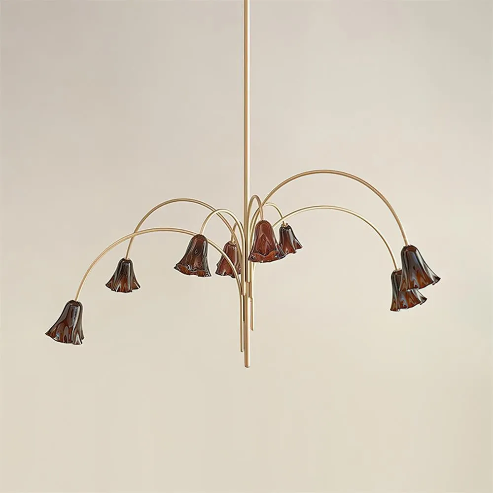 Bellina Modern Romantic Chandelier - Botanical Lily Design with Glass Flowers T280