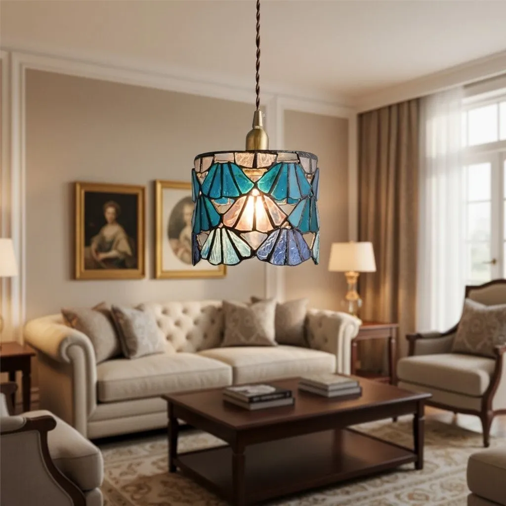 Vintagia Tiffany Inspired Pendant Light - Artistic Glass Shade Pendant for Dining Island T514