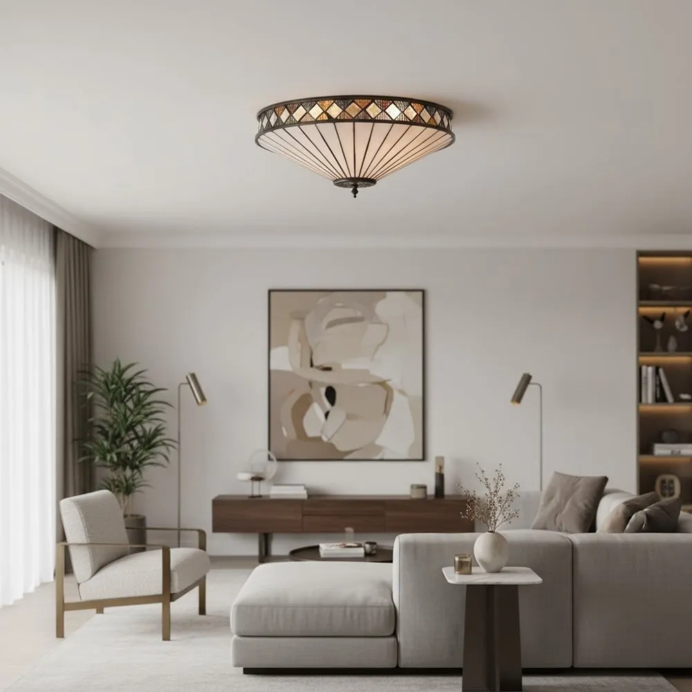 Fargo Tiffany Artistic Crystal Accents Ceiling Lamp for Living Room T466