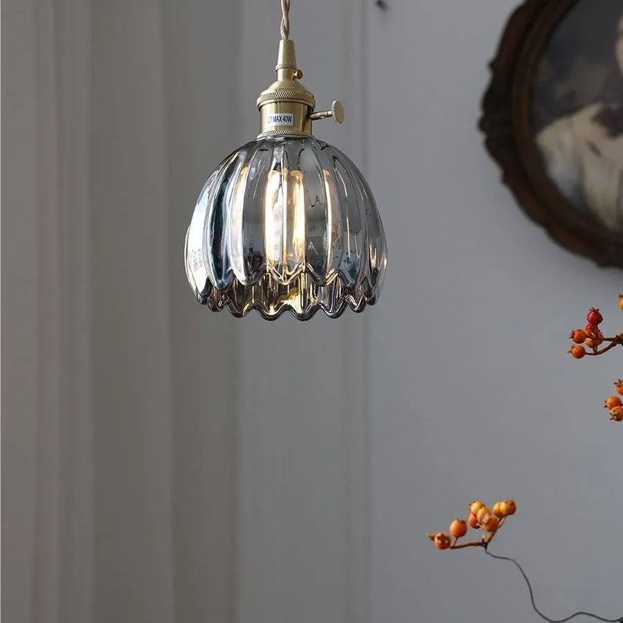 Japanese Retro Glass Flower Pendant Light S28