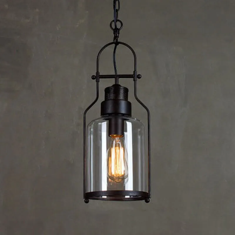 Industrial Vintage Iron Glass Jar 1-Light Pendant Light G30