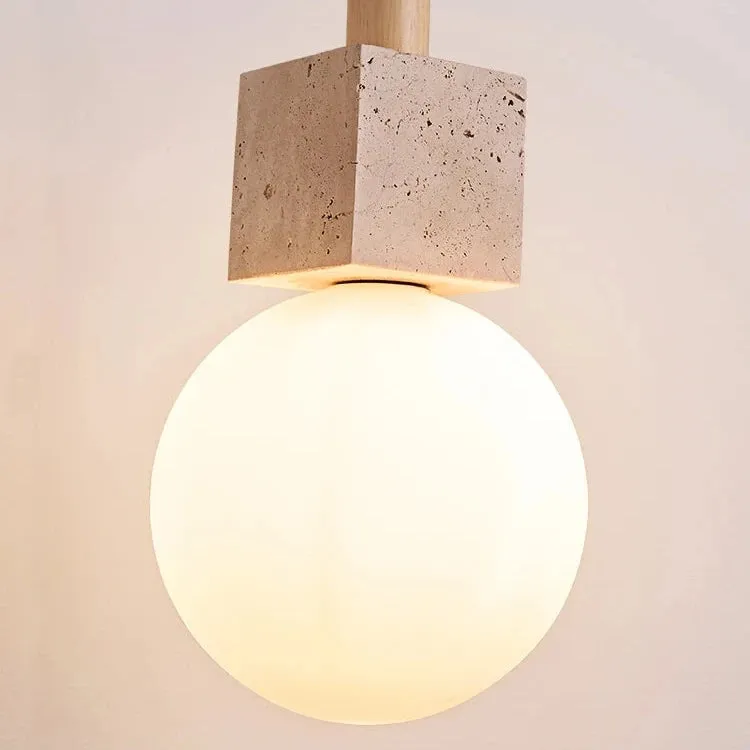 Modern Travertine Cube Pendant Light D928