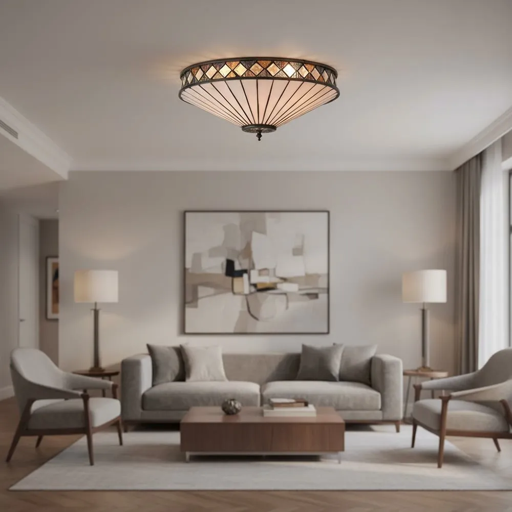Fargo Tiffany Artistic Crystal Accents Ceiling Lamp for Living Room T466