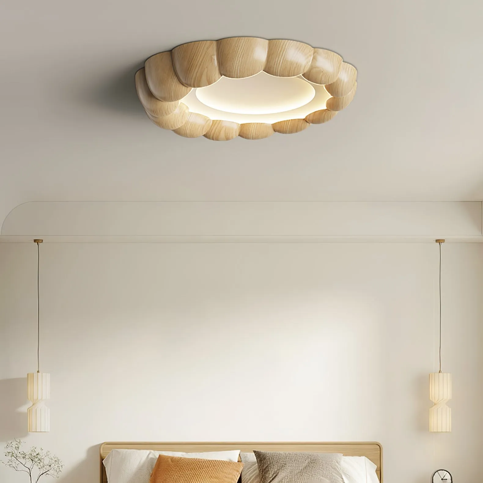 Faux Wood Ripple Ceiling Lamp M559