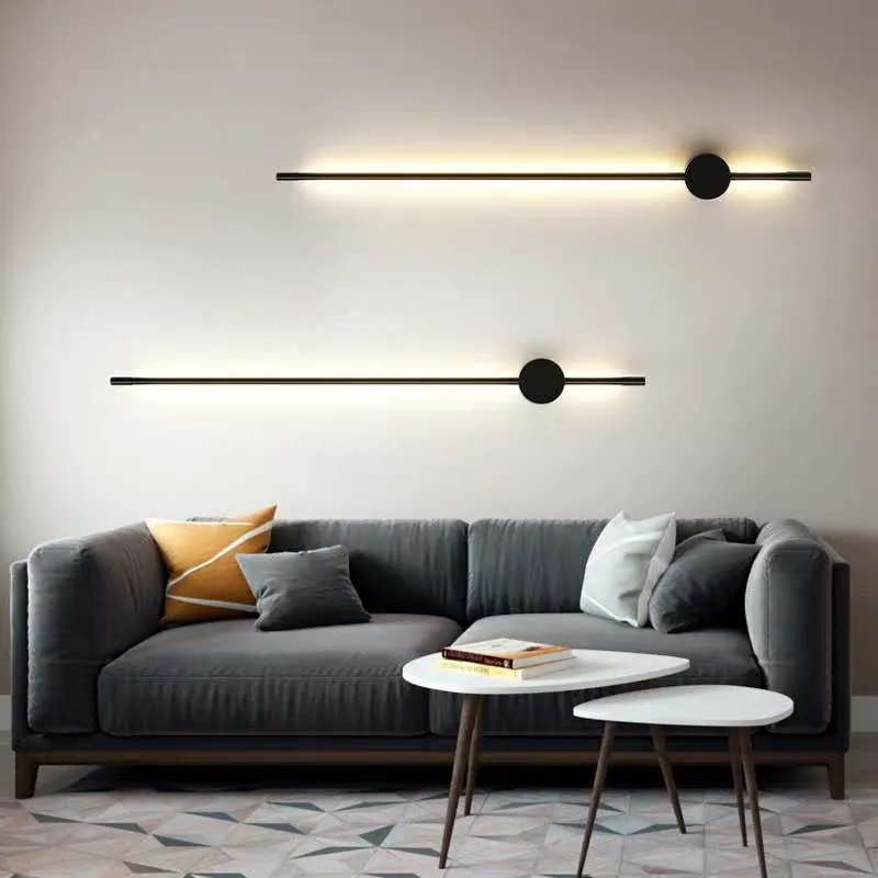 Modern Industrial Black Linear LED Wall Light