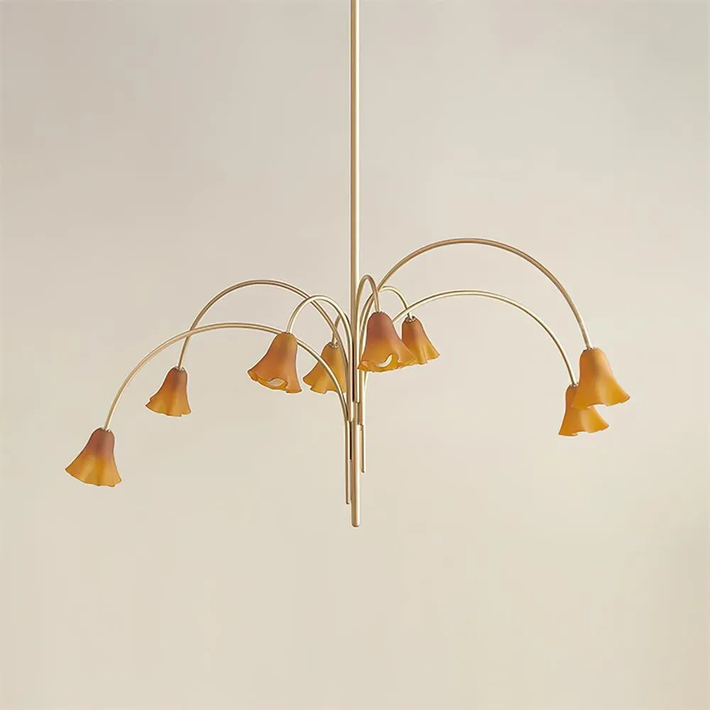Bellina Modern Romantic Chandelier - Botanical Lily Design with Glass Flowers T280