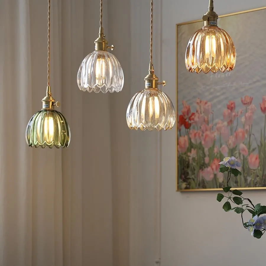 Japanese Retro Glass Flower Pendant Light S28