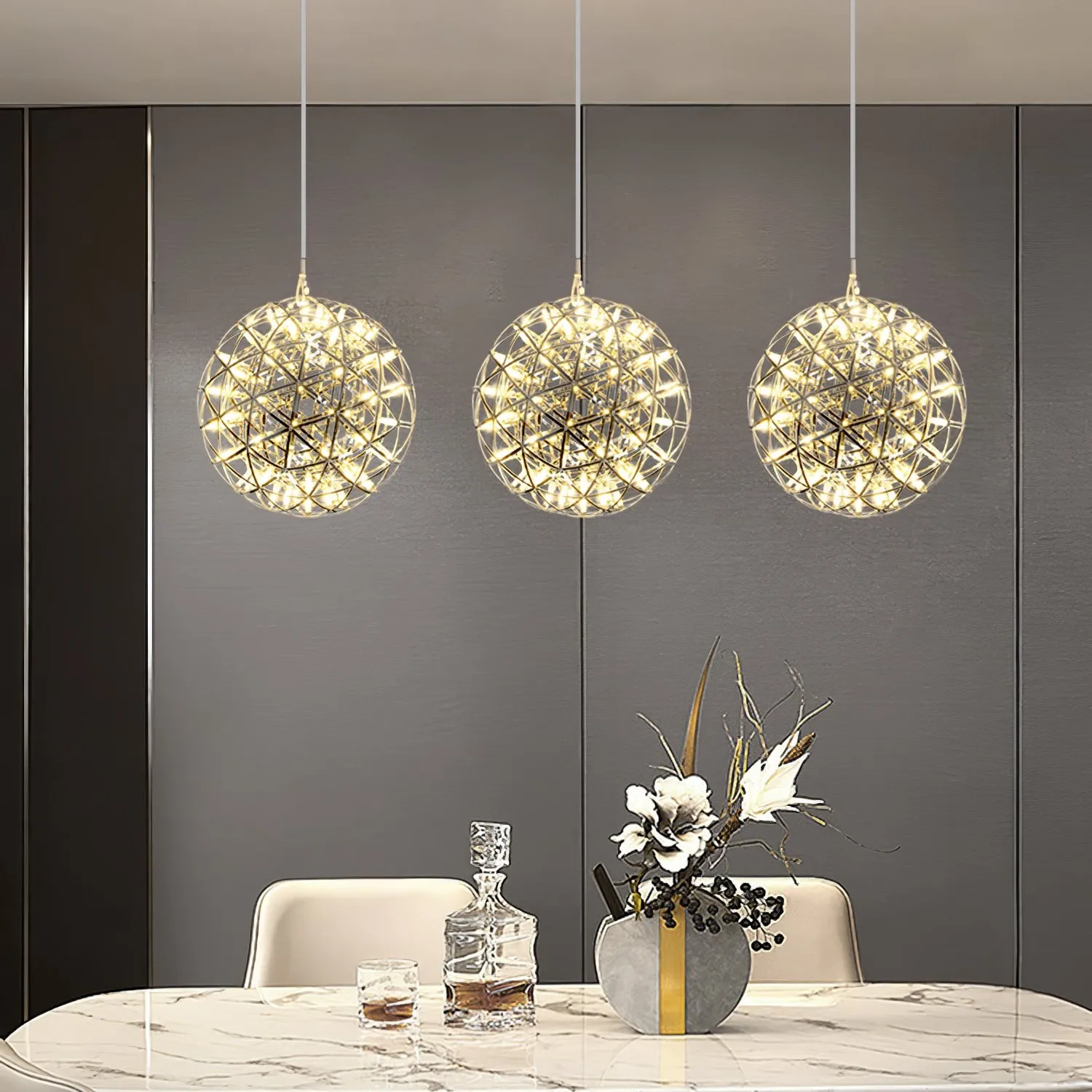 Silver Spark Ball Pendant Light T204