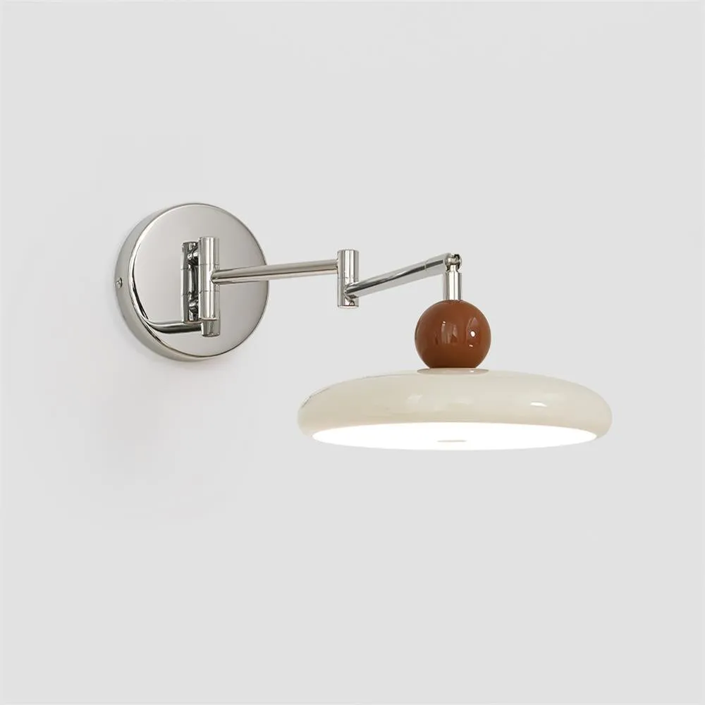 Cream Style Adjustable Swing Arm Disc Reading Wall Lamp M243