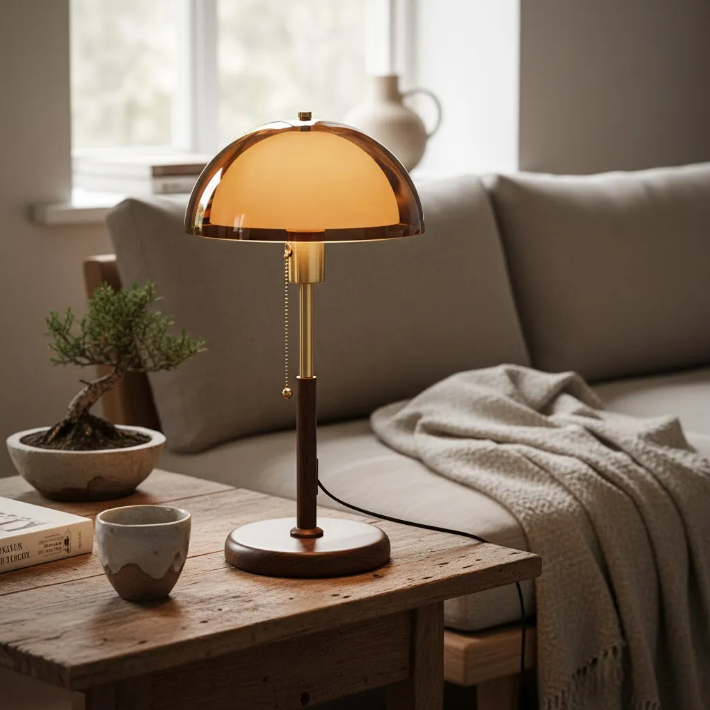 Afterglow Table Lamp Rounded Shade Bedside Accent Table Lamp - Modern Retro Style for Bedroom T582