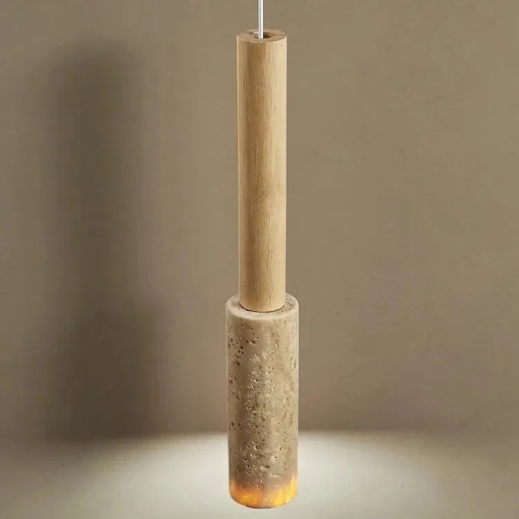 Cream Travertine Long Tube Pendant Light D932