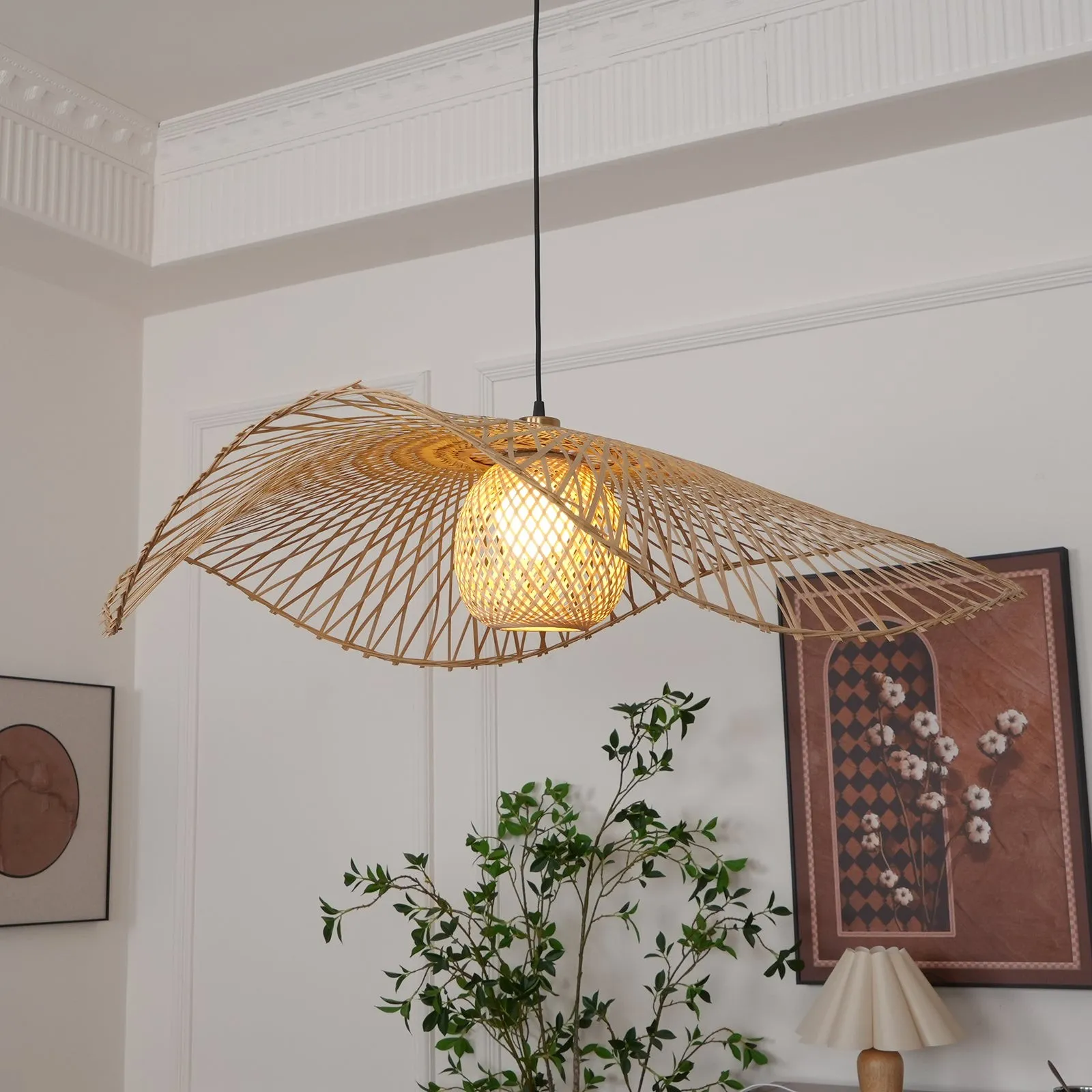Bamboo Lotus Leaf Pendant Lamp P004