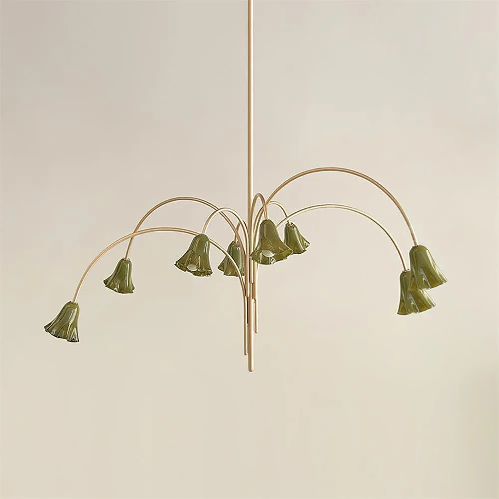 Bellina Modern Romantic Chandelier - Botanical Lily Design with Glass Flowers T280