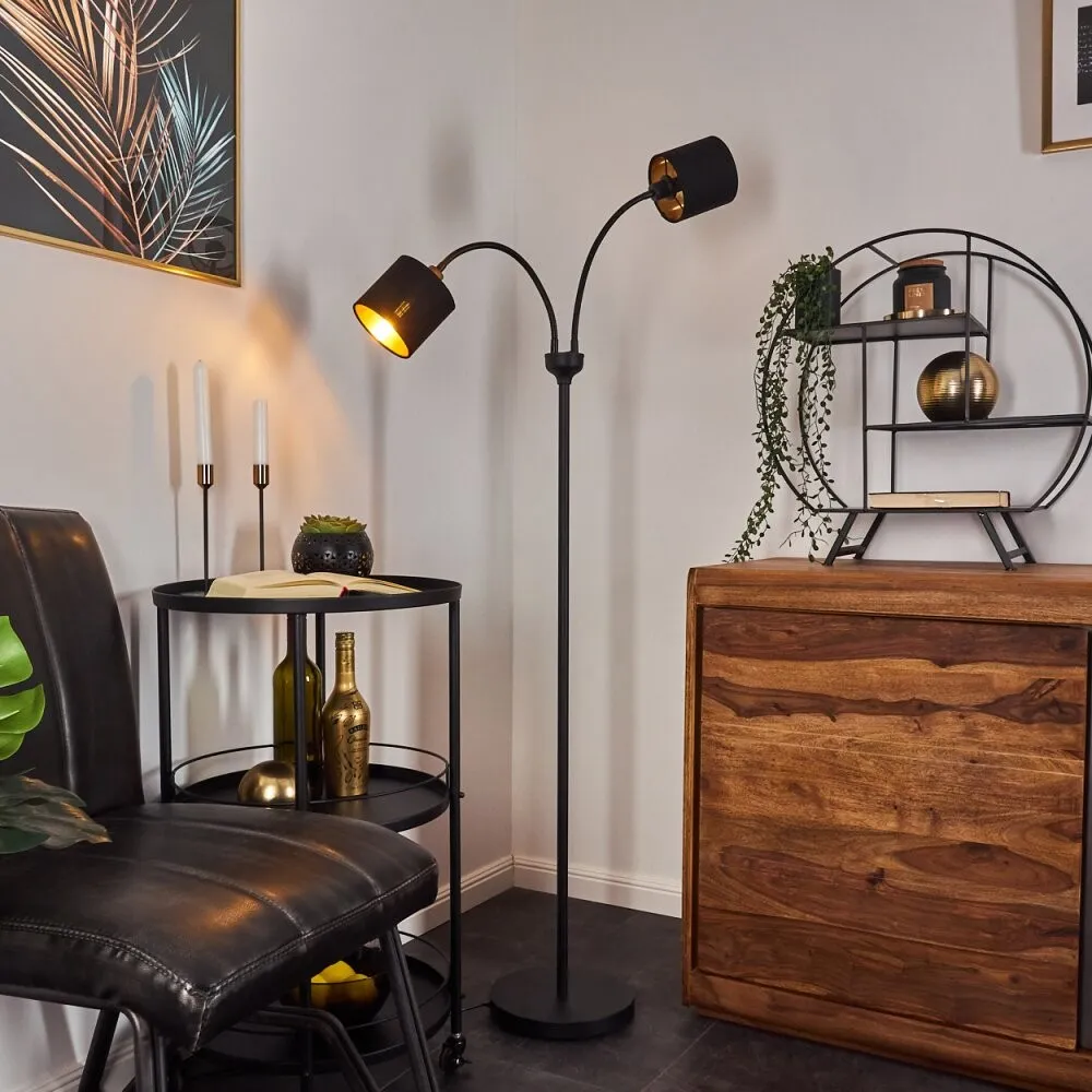Metal Matte Black Fabric Shade Floor Lamp S67