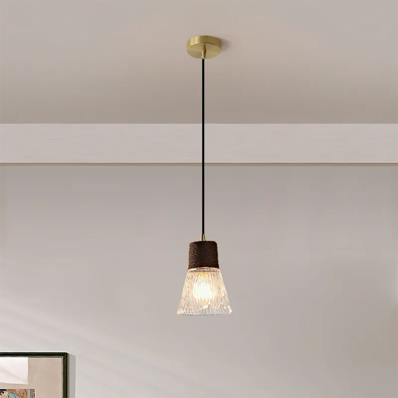 Nordic Hemp Rope Glass Pendant Light D938