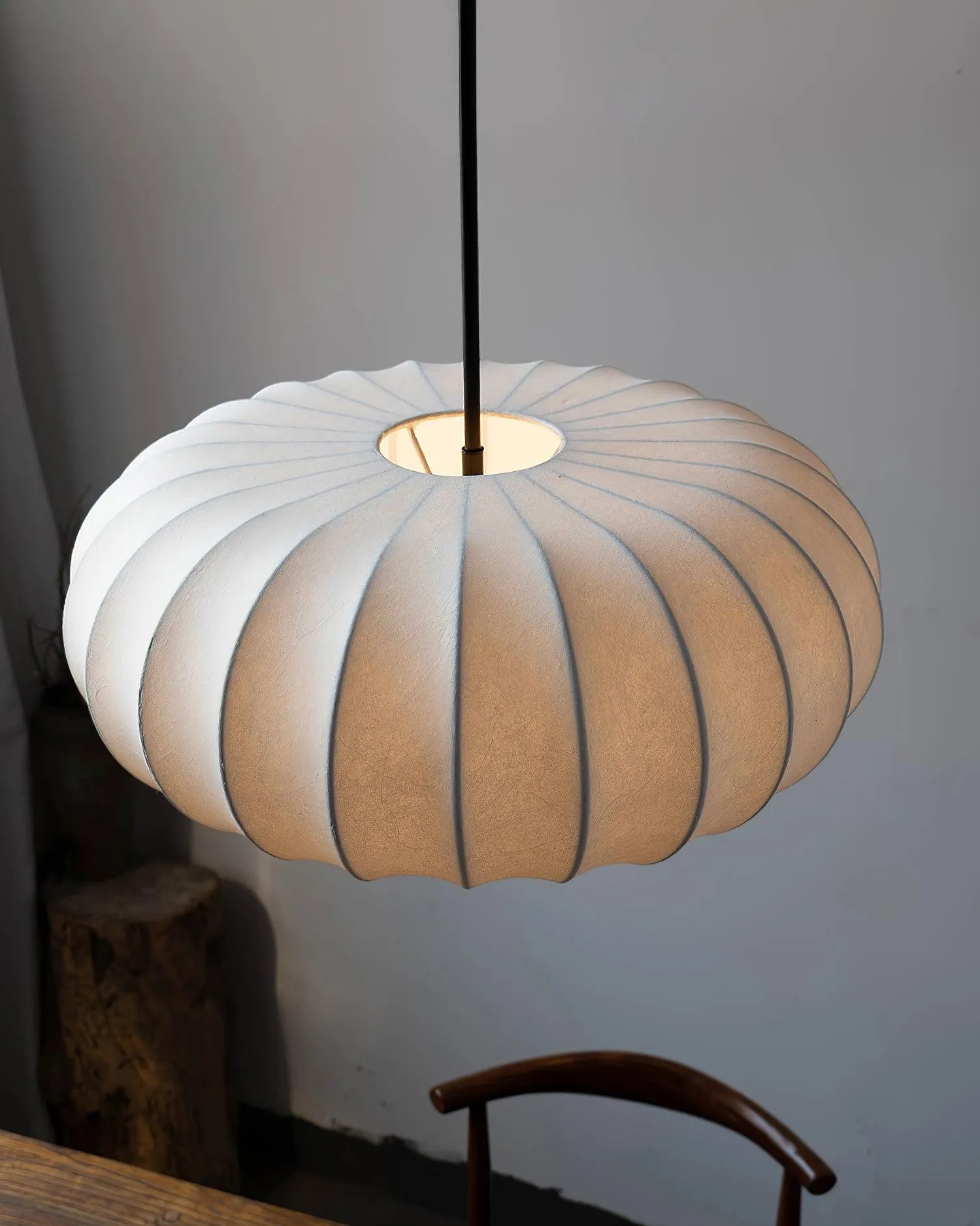 Simple Wabi-sabi White Lantern Fabric Pendant Lamp M105