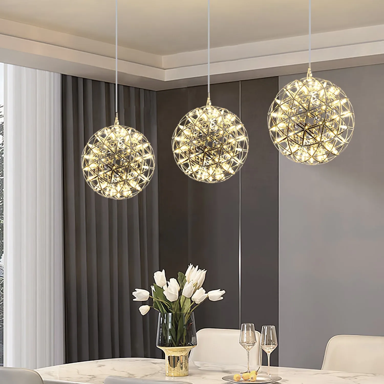 Silver Spark Ball Pendant Light T204