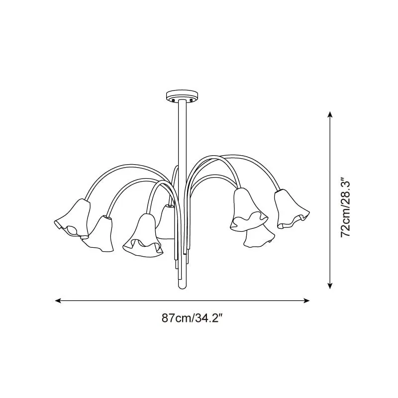Bellina Modern Romantic Chandelier - Botanical Lily Design with Glass Flowers T280