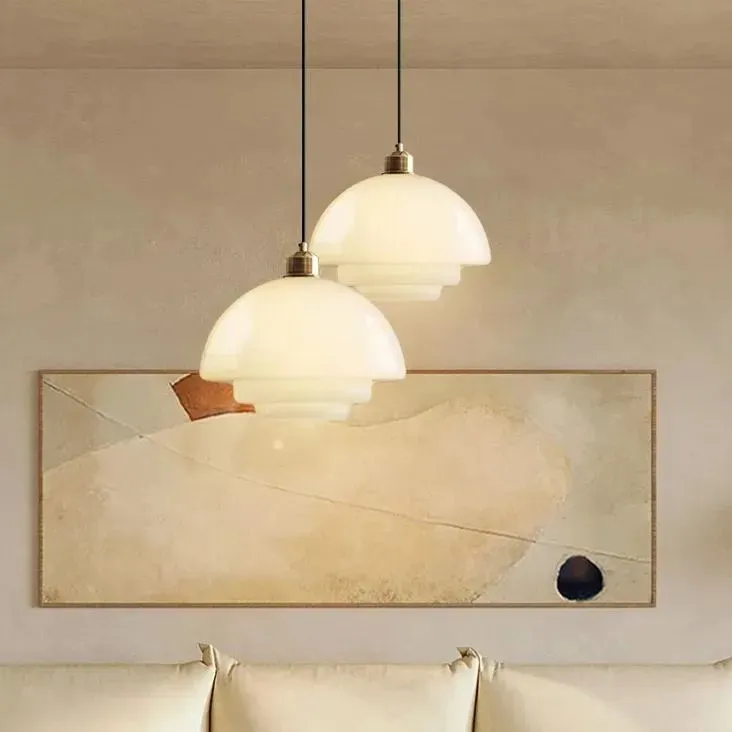 Mid-Century Art Milk White Glass Pendant Lamp S81
