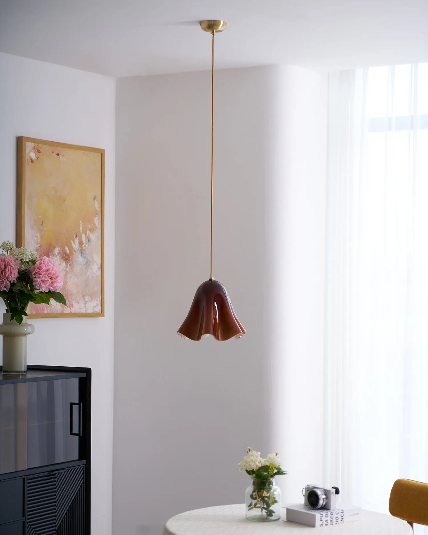 Bellina Artistic Glass Pendant Light - Modern Bloom Inspired Hanging Ceiling Lamp T279