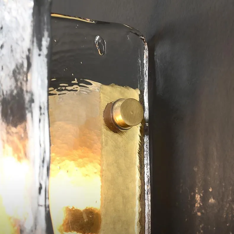 Modern Luxury Rectangle Copper Glass 1-Light Wall Sconce Lamp For Living Room T172