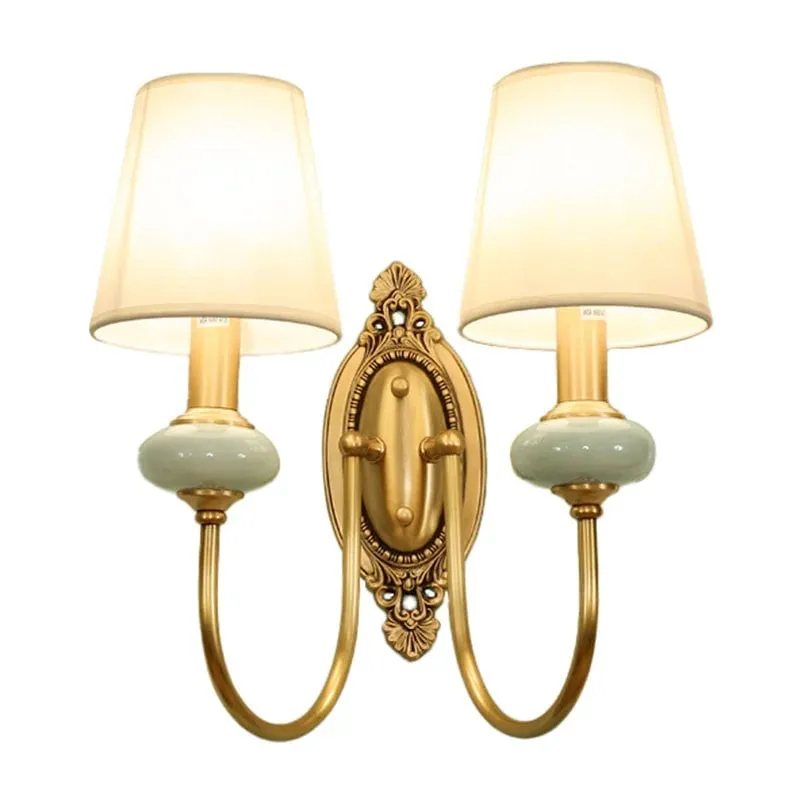 Elaris Elegant Fabric Copper Wall Sconce – Luxury European Style T447