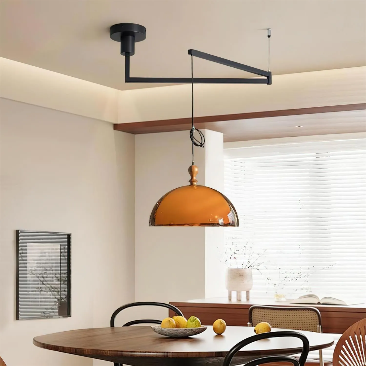 Retro Double-layer Lampshade Swing Arm Pendant Lamp P018