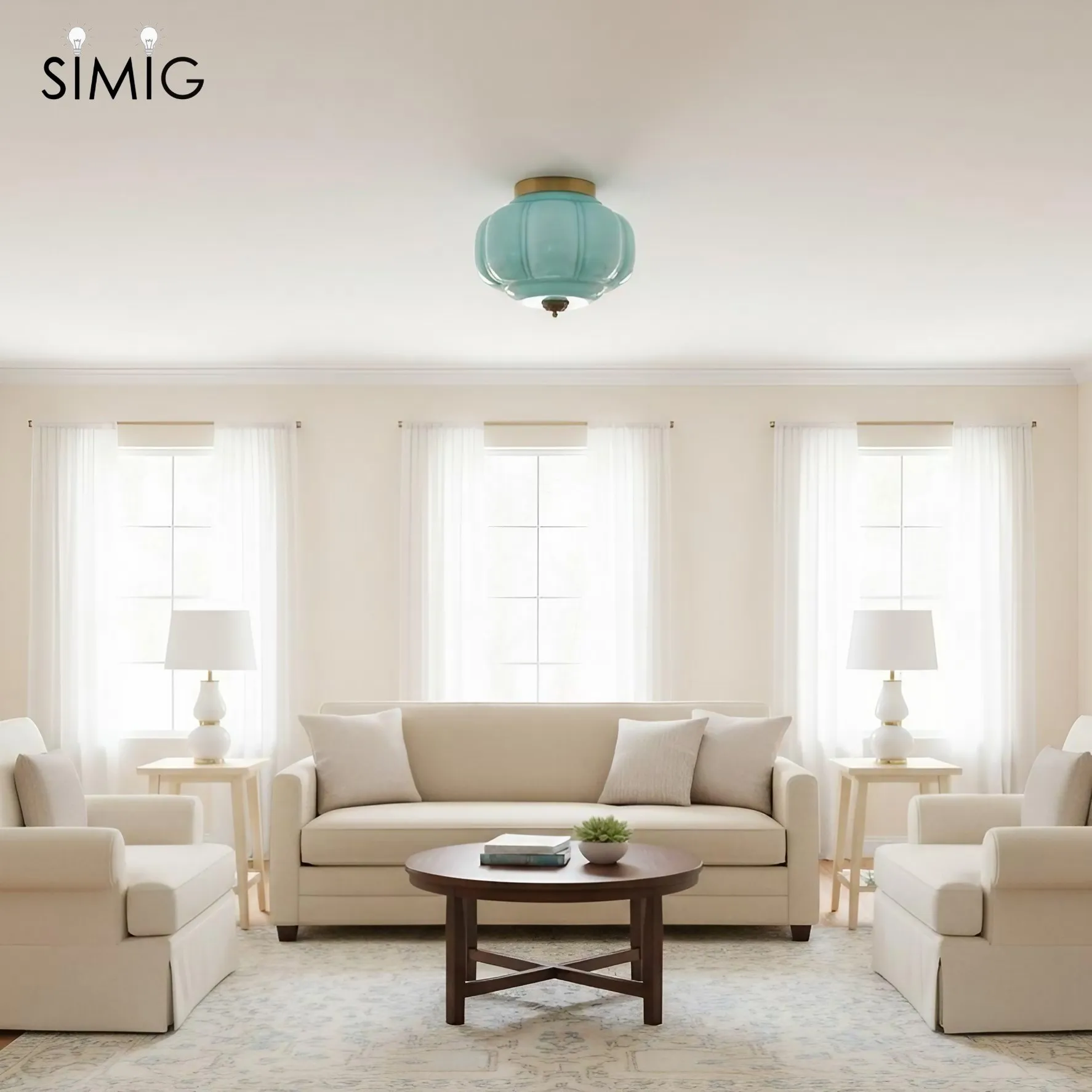 Eloise Retro Milk Glass Semi Flush Mount Ceiling Light G55