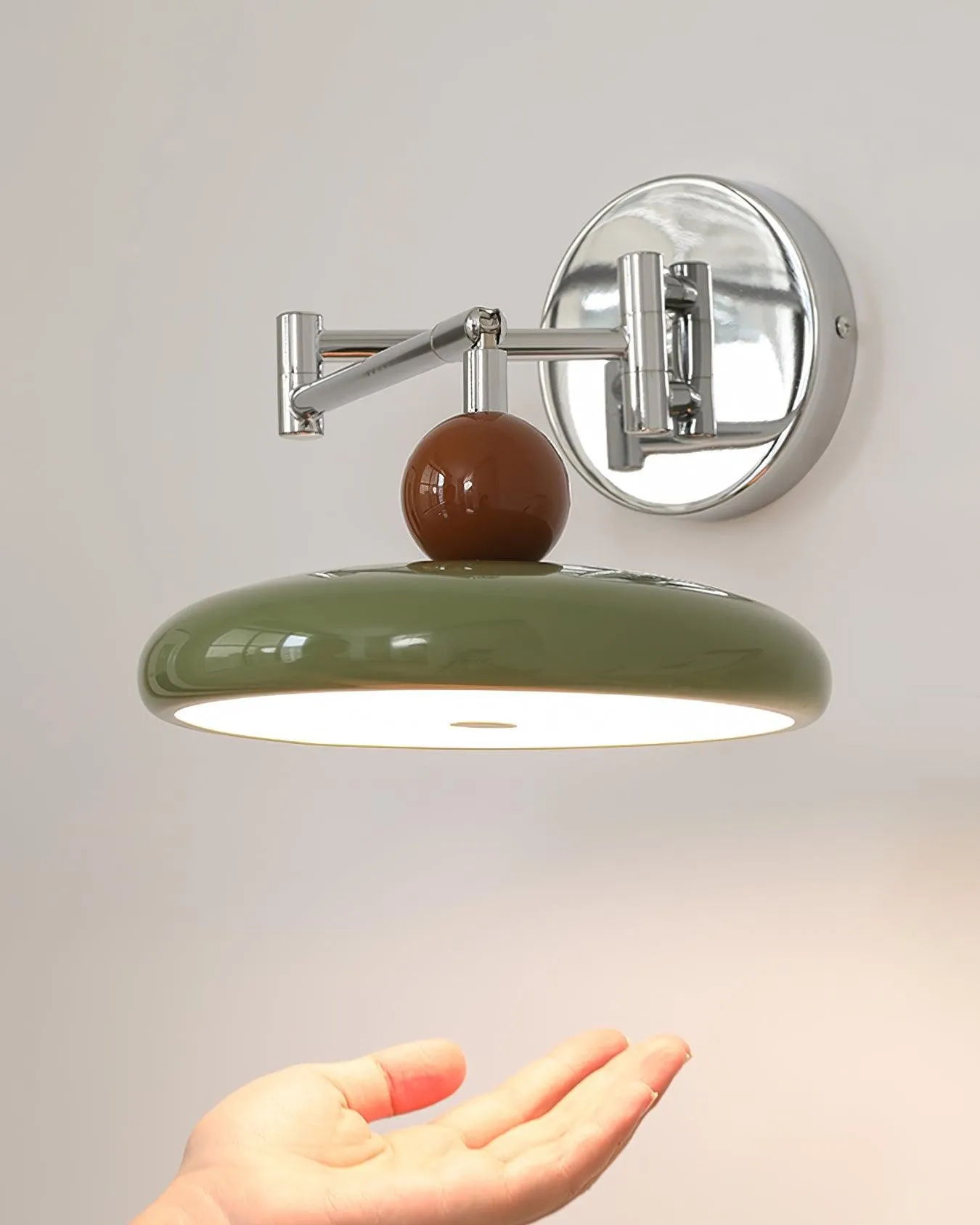 Cream Style Adjustable Swing Arm Disc Reading Wall Lamp M243