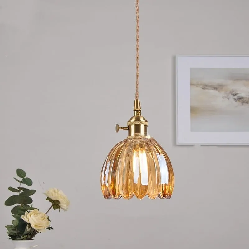 Japanese Retro Glass Flower Pendant Light S28