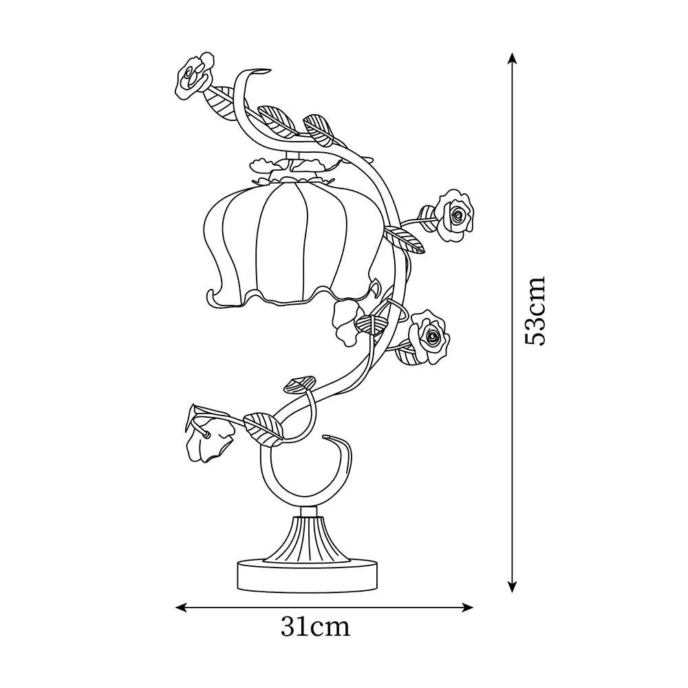 Green Pink White Rose Flower Table Lamp M209