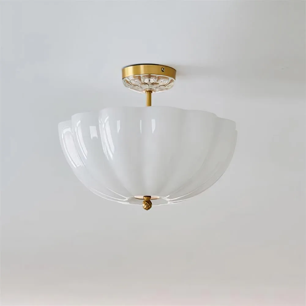Milky White Glass Flower Ceiling Lamp P001