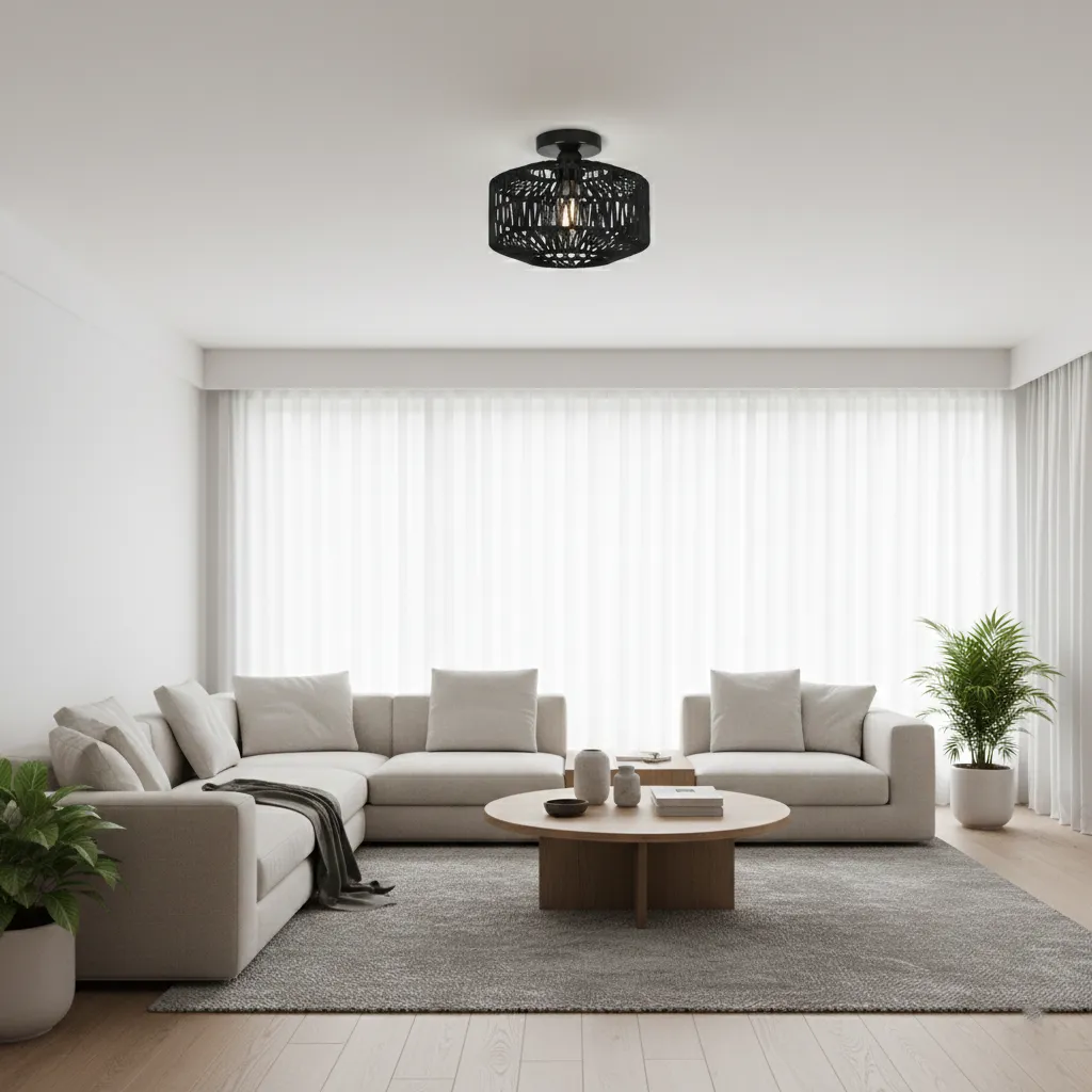 Woven Lantern Boho Radiance Rattan Ceiling Light D846