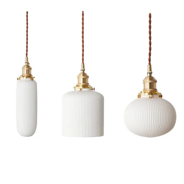 Striped Ceramic Pendant Light