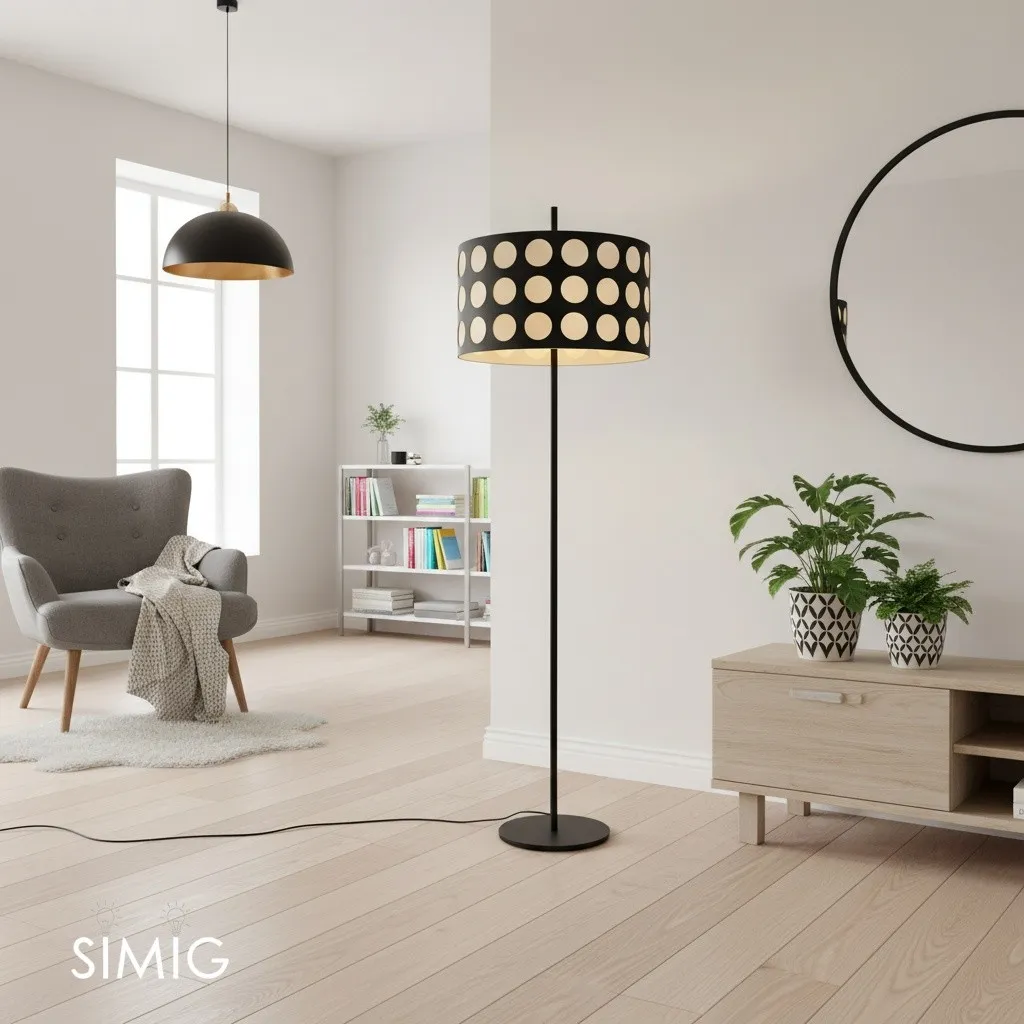 Geometry Polka Arc Fabric Floor Lamp S363
