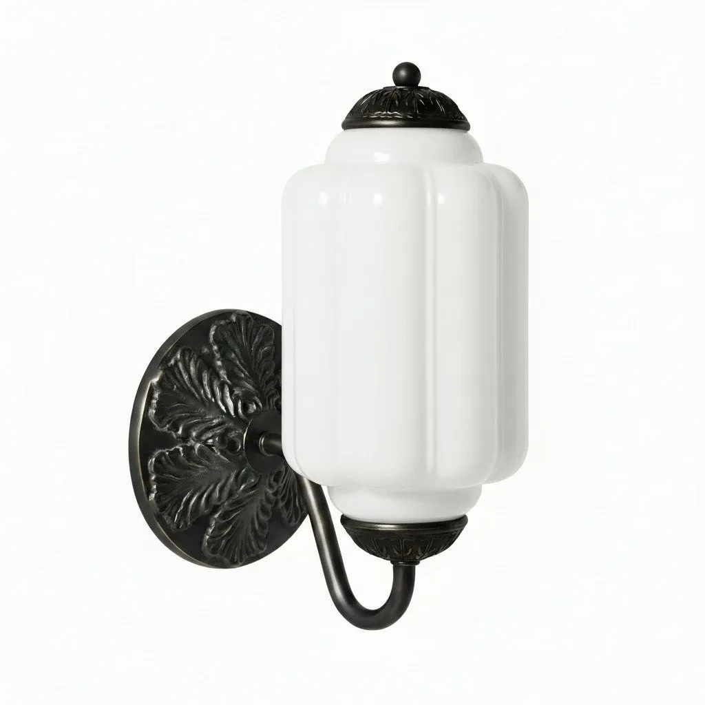 Eloise Brass Wall Sconce – Elegant Milk Glass Vintage Lighting T290