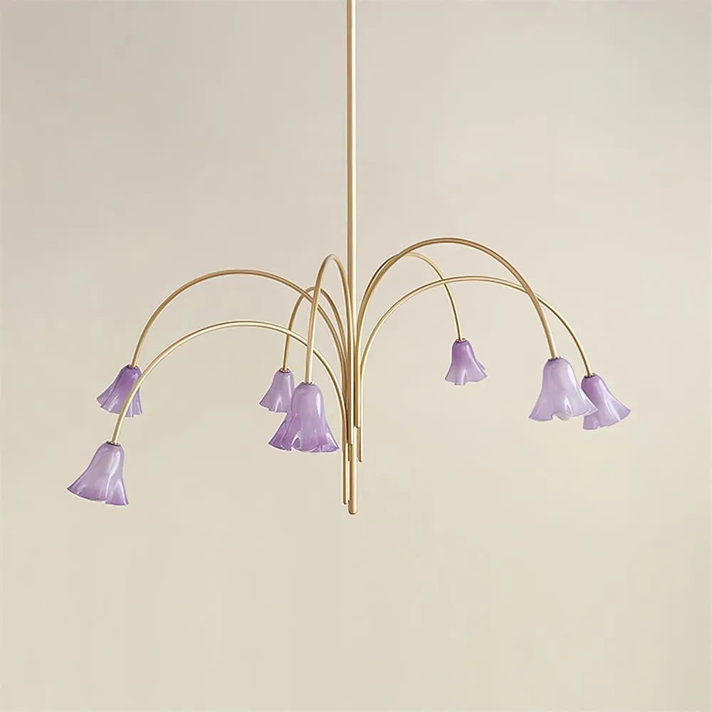 Bellina Modern Romantic Chandelier - Botanical Lily Design with Glass Flowers T280