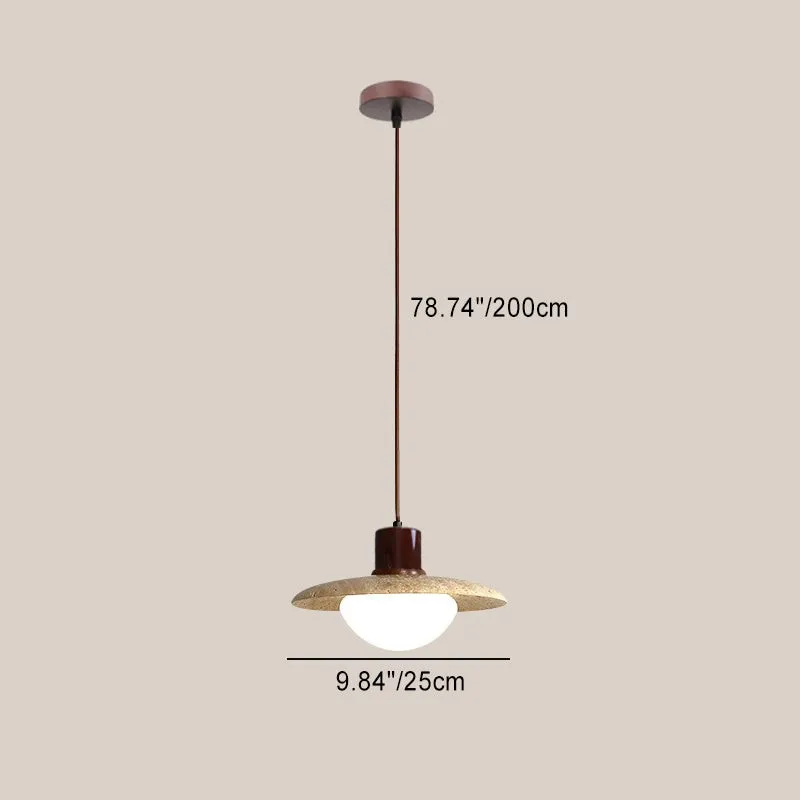 Traditional Japanese Travertine Wood Pendant Lamp M107