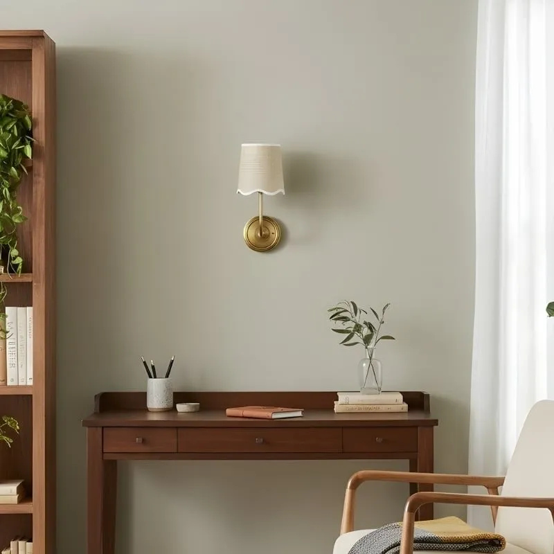 Glissum Contemporary Metal and Linen Wall Lamp with Soft Diffused Shade for Hallway or Entry T524