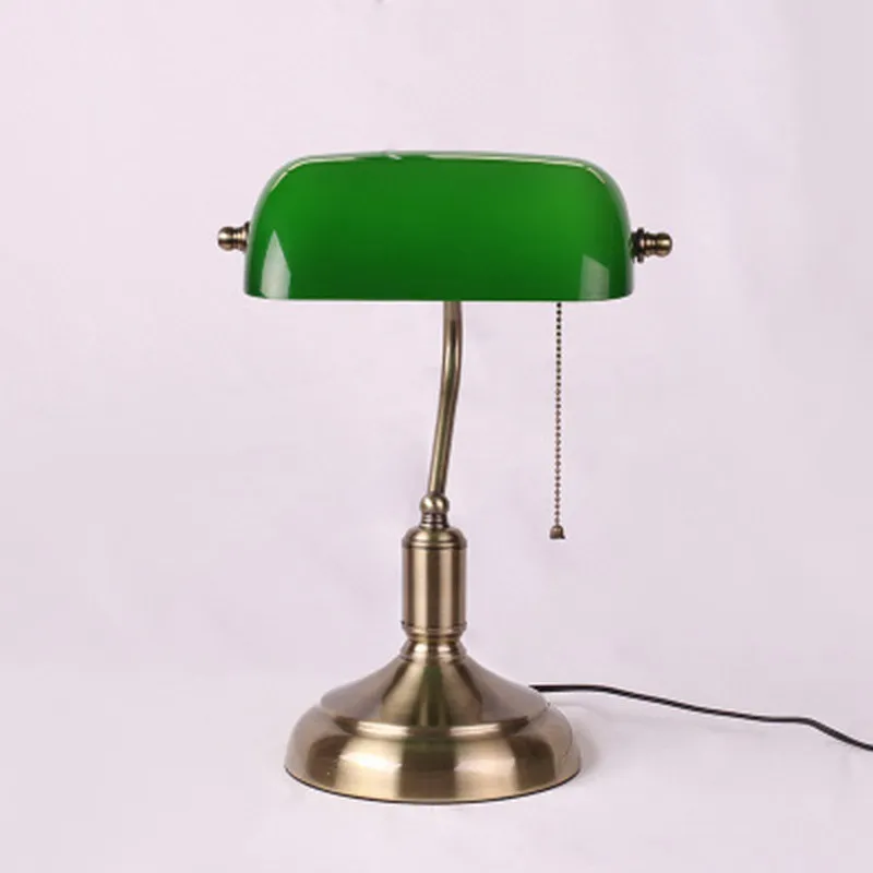 Vintage Glass Banker Desk Lamp Library Table Lamp S53