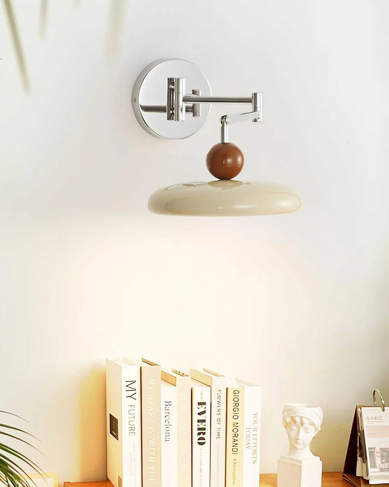 Cream Style Adjustable Swing Arm Disc Reading Wall Lamp M243