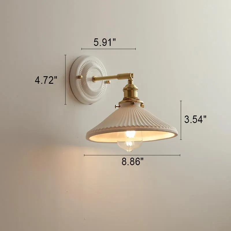 Vintage Ceramic & Brass Wall Sconce – Elegant Lighting for Bedrooms & Hallways T265