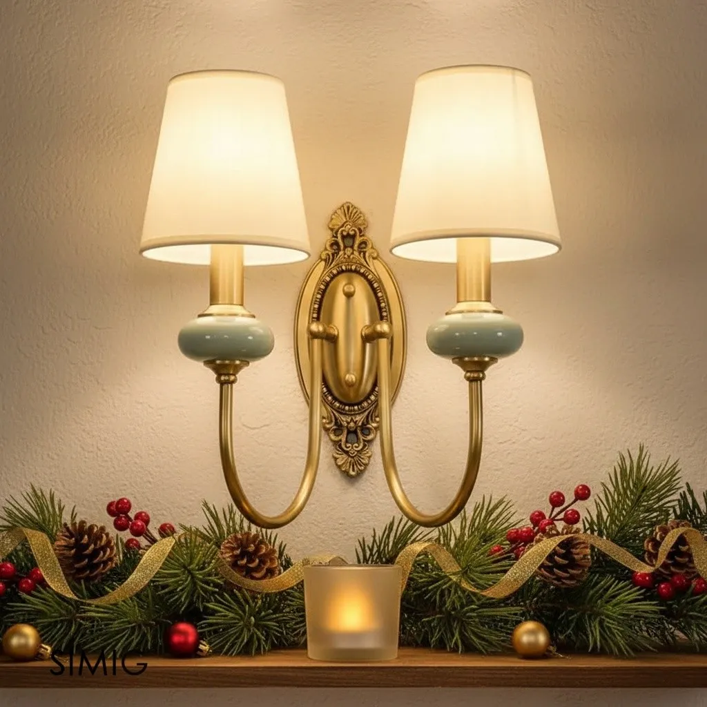 Elaris Elegant Fabric Copper Wall Sconce – Luxury European Style T447