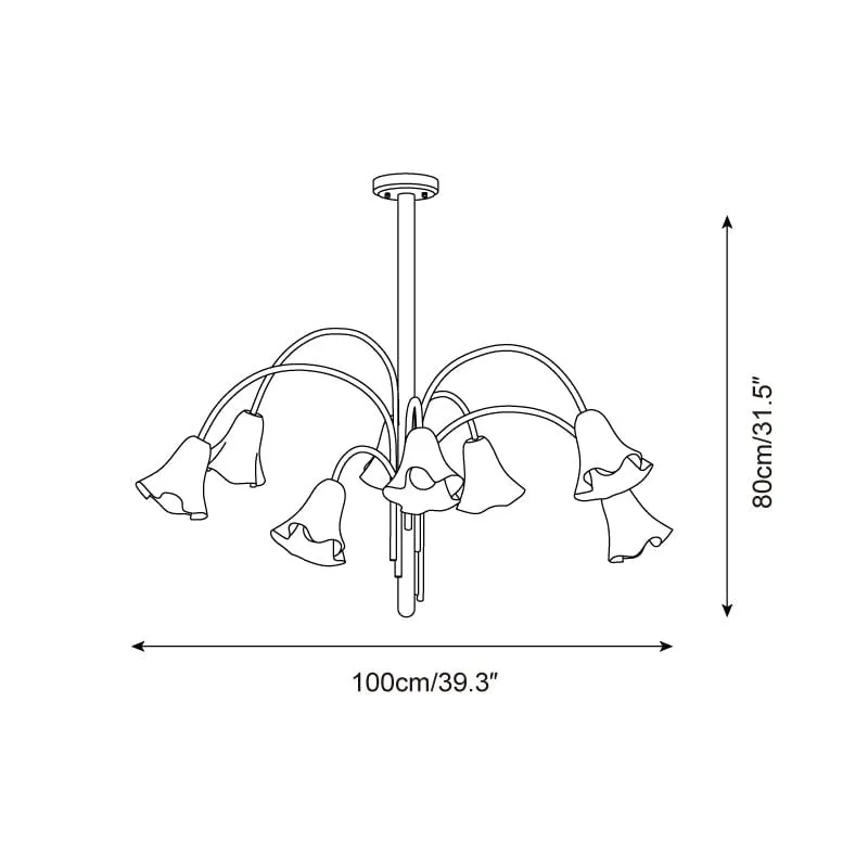 Bellina Modern Romantic Chandelier - Botanical Lily Design with Glass Flowers T280
