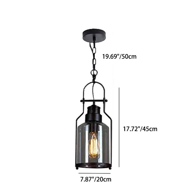 Industrial Vintage Iron Glass Jar 1-Light Pendant Light G30