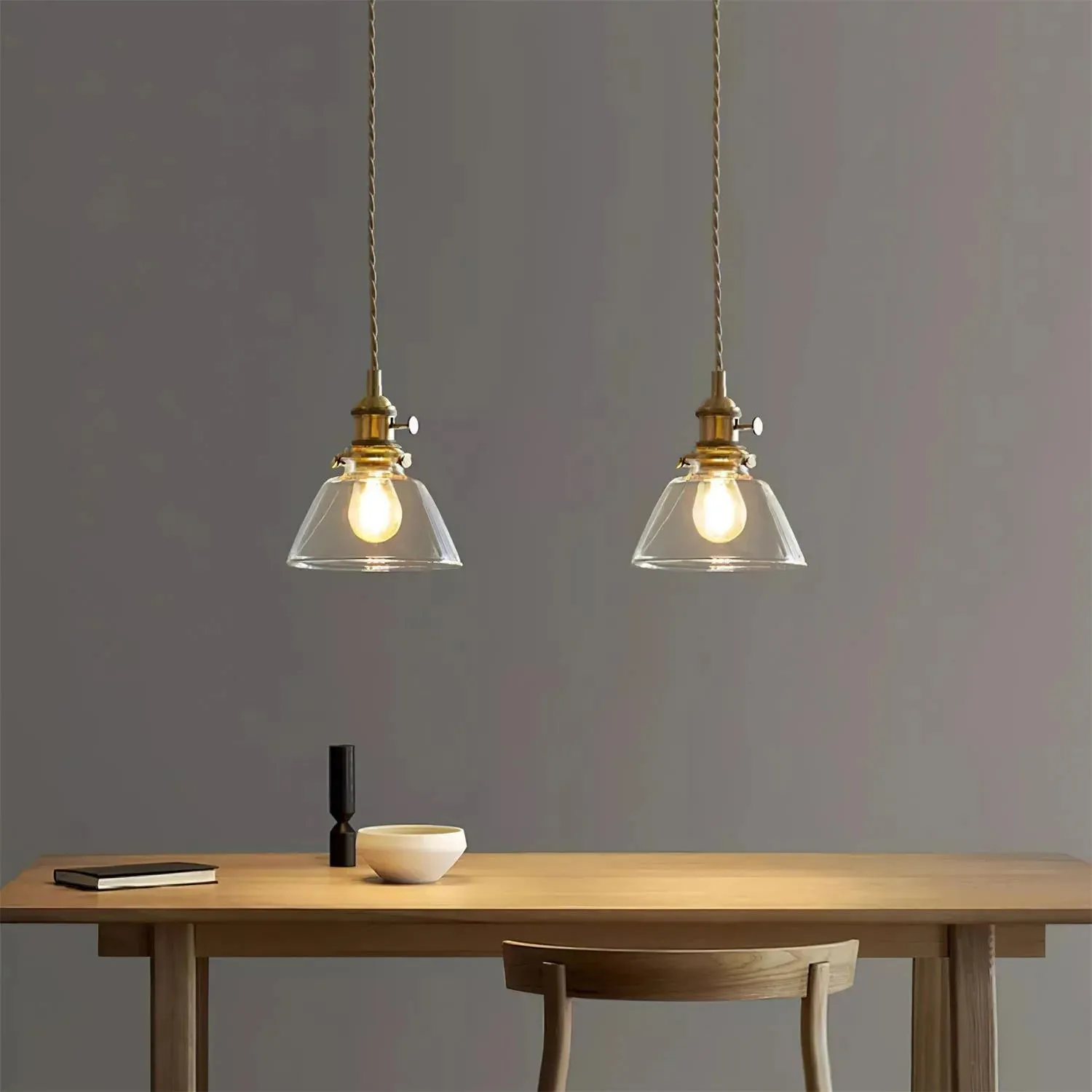 Jasmine Vintage Brass Glass Pendant Light D950