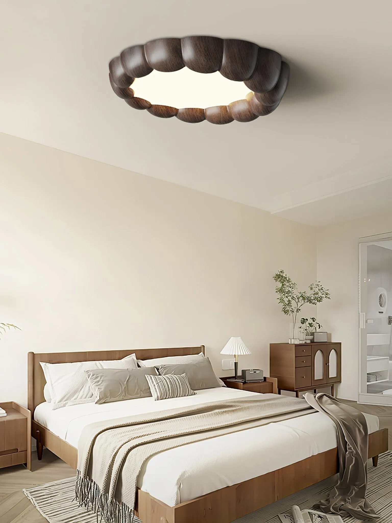 Faux Wood Ripple Ceiling Lamp M559