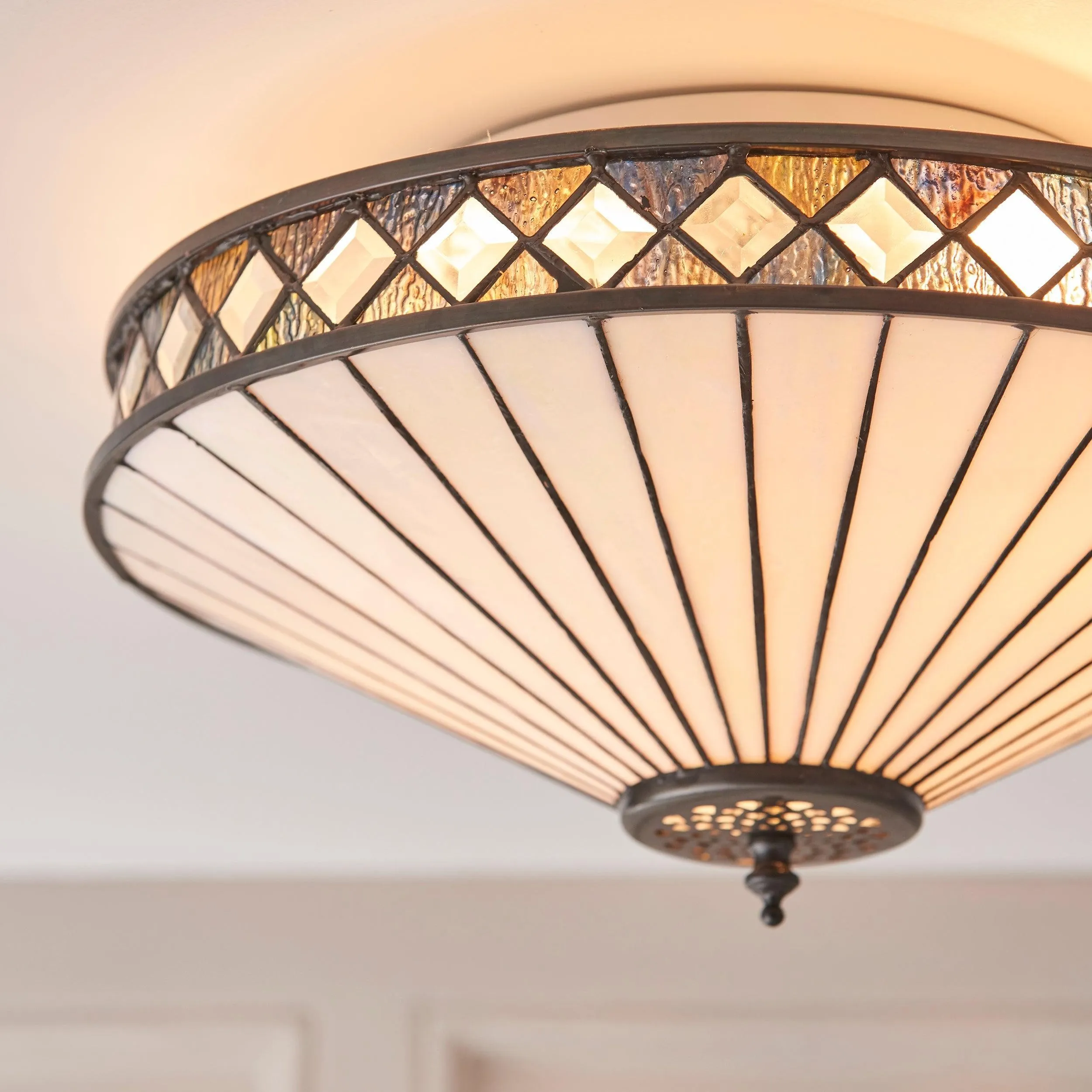 Fargo Tiffany Artistic Crystal Accents Ceiling Lamp for Living Room T466